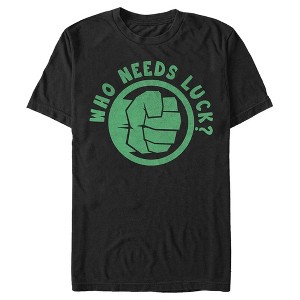 Men's Marvel St. Patrick's Day Hulk Fist Who Needs Luck T-Shirt - 1 of 4