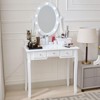 Okak British Style Vanity Set, 4-Drawer Makeup Desk with Removable Oval Mirror & Stool, Compact Dressing Table for Dorm - 2 of 4