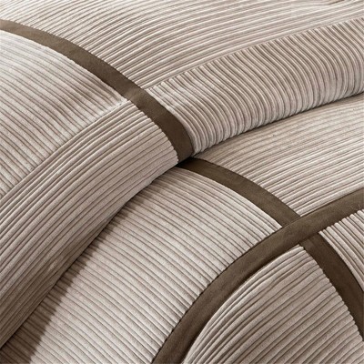 Madison Park 7Pcs Micro Corduroy Textile Comforter Set, Premium Touch Luxury Design Bedding Set with Matching Bedskirt and Pillows, Taupe, Queen — фото 3