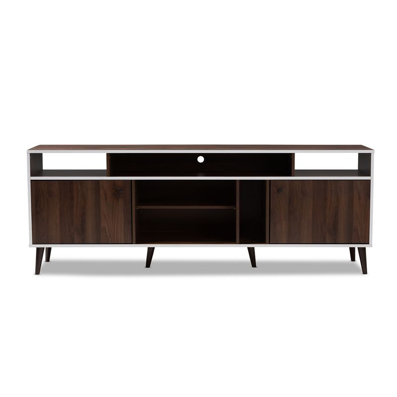 Marion Finished TV Stand for TVs up to 60&#34; Walnut Brown/White - Baxton Studio, 4 of 11