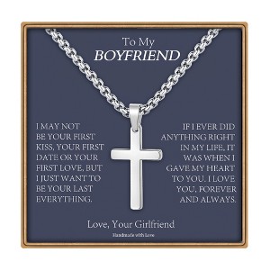 Turandoss Cross Necklace for Men Boys, Gold Silver Black Cross Pendant Necklace, Fathers Day Gifts for Men Boys Husband, Birthday Gifts for Son, 20In - 1 of 4