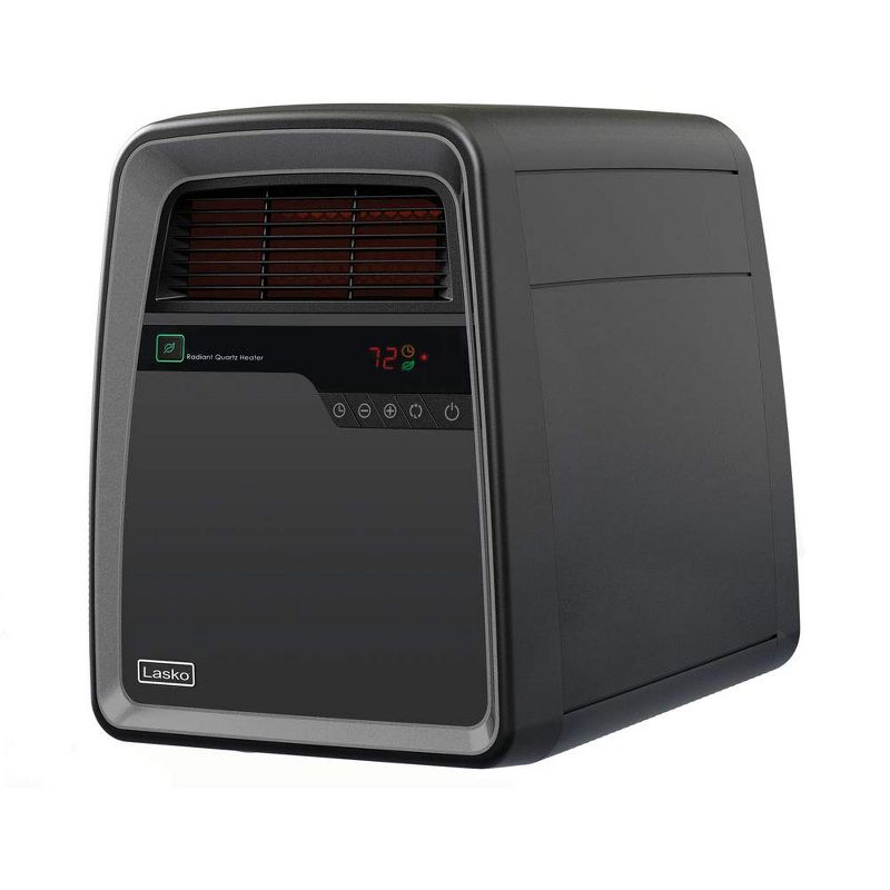 Lasko QB16103 Portable Electric 1500 Watt Room Infrared Quartz Space Heater with Remote, Adjustable Thermostat, Digital Controls, and 8 Hour Timer, 1 of 7