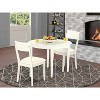 Kitchen Table Set 3pc Round Dining Table & Chairs Linen White Faux Leather - 2 of 4