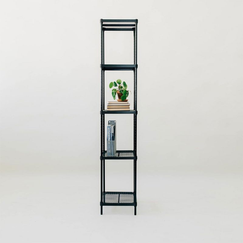 Design Ideas MeshWorks 5 Tier Full Size Metal Storage Shelving Unit Tower for Kitchen, Office, or Garage Organization, 13.8” x 13.8” x 70.9”, Black, 5 of 7