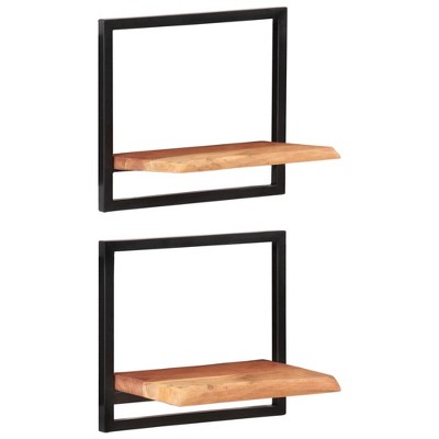 vidaXL Wall Shelves 2 pcs 15.7 in.x9.4 in.x13.8 in. Solid Wood Acacia and Steel