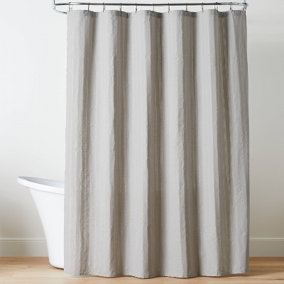 Crinkle Stripe Woven Shower Curtain Jet Gray - Hearth & Hand™ with Magnolia
