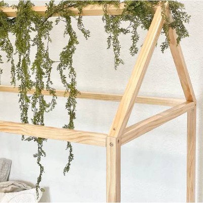 Natural Cedar Montessori House Bed Frame for Toddlers