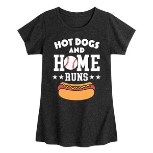 Girls' - Instant Message - Hot Dogs And Home Runs Fitted Short Sleeve Graphic T-Shirt - 1 of 4