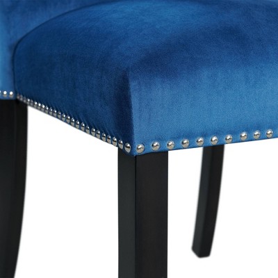 Francesca Transitional Glam Blue Velvet Upholstered Side Chair Set
