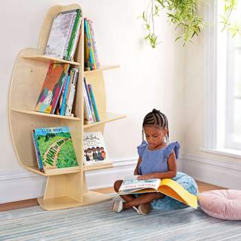 Guidecraft EdQ Reading Tree: Children's Wooden Tree-Shaped Bookshelf for Kids' Bedroom, Classroom or Playroom Free Standing Book Rack