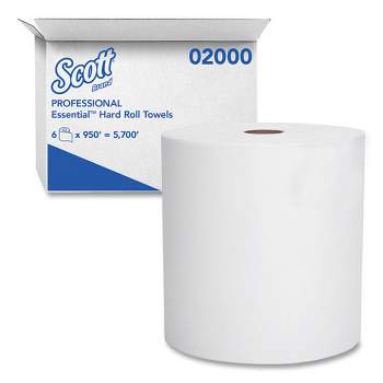 Scott Essential High Capacity Hard Roll Towels for Business, Absorbency Pockets, 1-Ply, 8" x 950 ft, 1.75" Core, White, 6 Rolls/CT