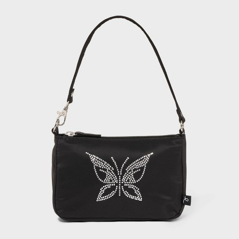 Girls Rhinestone Butterfly Convertible Shoulder Bag art class Black