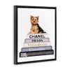 Stupell Industries Book Stack Yorkie Dog Glam Fashion Watercolor Floating Frame Canvas Art, Black, 25" x 31" - 2 of 4