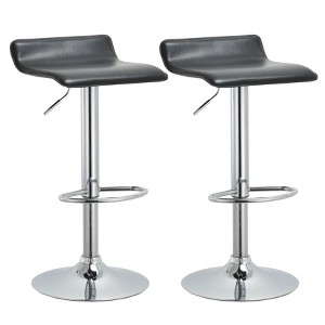Set of 2 34" Contemporary Swivel and Adjustable Barstools Black - AC Pacific: Chrome Frame, Polyurethane Upholstery - 1 of 4
