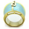 Slickblue IP Gold Ring for Women, Novelty Zipper Look, Yellow and Blue Epoxy Accents, Casual Style, Sizes 5-9 - 3 of 4