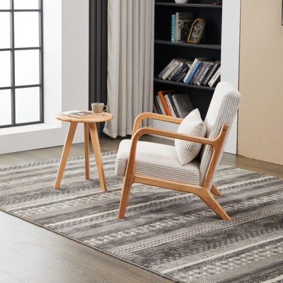 KWPZQEB Mid-Century Accent Chair, Lounge Armchair with Pillow, Upholstered & Wood Legs, Vintage High-Back Reading Chair for Balcony, Garden