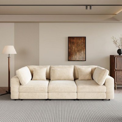 3 Seater Sofa with Removable Back Cushions and 5 Pillows, for Living Room, Apartment, Spacious Space, CENGHU Couches for Living Room