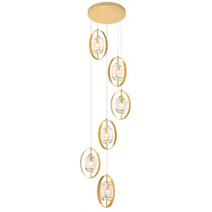 CWI Lighting Iris 6 Light Pendant With Sun Gold Finish - 1 of 4