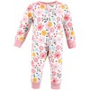 Hudson Baby Infant Girl Cotton Sleep and Play, Floral - 3 of 4