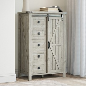 AMERLIFE Farmhouse Dresser with Sliding Barn Doors - 1 of 4