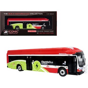 New Flyer Xcelsior Charge NG Electric Transit Bus "TTC" Red and Green with White 1/87 HO Scale Diecast Model by Iconic Replicas - 1 of 3