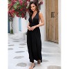WhizMax Women's 2024 Summer Deep V Neck Floral Dress Backless Sleeveless Dress Flowy Boho Maxi Dresses with Belted for Party Evening - 4 of 4