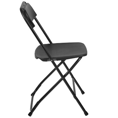 Black Plastic Folding Event Chairs with Steel Frame, Set of 6