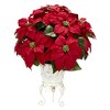 Nearly Natural Poinsettia with Metal Planter Artificial Flower Arrangement - 2 of 2