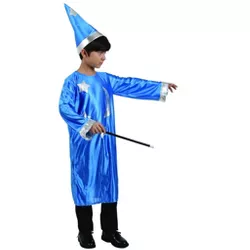 Northlight Blue Wizard Gown, Hat, and Wand Boys 10-12 Halloween Costume - XL