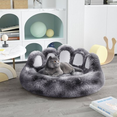 Racxily Upgraded Paw Shape Soothing Round Pet Bed - for Indoor Cats & Small/Medium Dogs, Soft, Machine Washable, Cotton