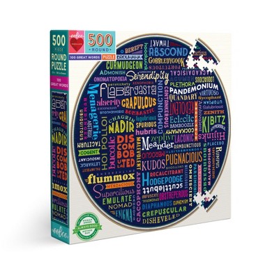 eeBoo Piece and Love 500 Piece (100) Great Words Round Jigsaw Puzzle