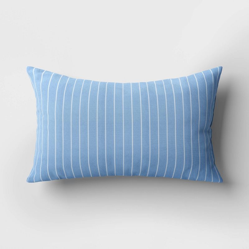 10"x17" Pin Stripe Rectangular Outdoor Lumbar Pillow - Room Essentials™, 1 of 6