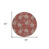 Red Taupe And Beige Floral Washable Indoor Outdoor Area Rug - 3 of 4