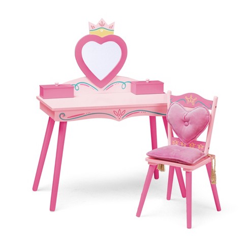 Pink and white dressing best sale table chair