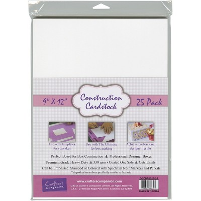Crafter's Companion Construction Cardstock 9"X12" 25/Pkg-White