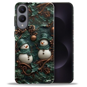 BONGEEK Case Compatible with Samsung Galaxy S25 Edge,Scratch Resistant Hybrid 2-Layer Hard Shell Bright Phone Case,Christmas Retro Snowman Green - 1 of 4