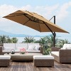 10' x 10' Outdoor Aluminum Offset Square Hanging Umbrella Tan - Crestlive Products: Weather-Resistant, UV Protection - 2 of 4