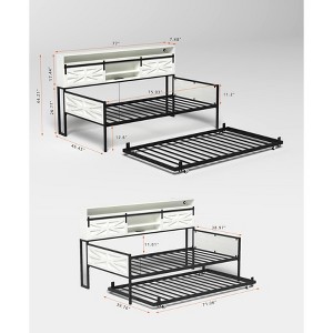 Gulches Twin Farmhouse Daybed with Trundle Sliding Barn Door Headboard Hidden Shelf 400 Lbs White for Bedroom Guest Room Apartment - 1 of 4