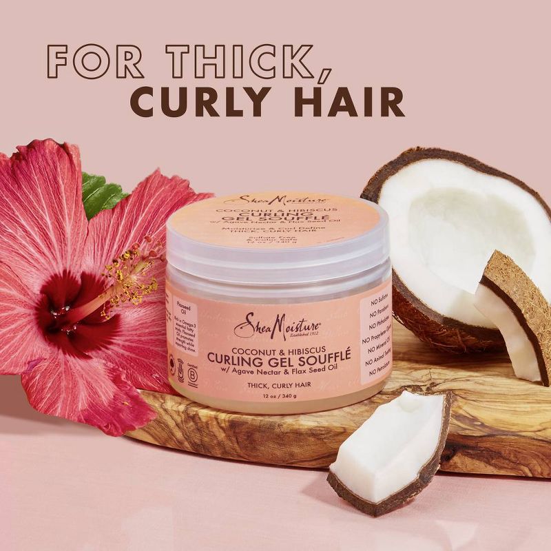 SheaMoisture Coconut and Hibiscus Curling Gel For Thick Curly Hair - 12oz, 5 of 9