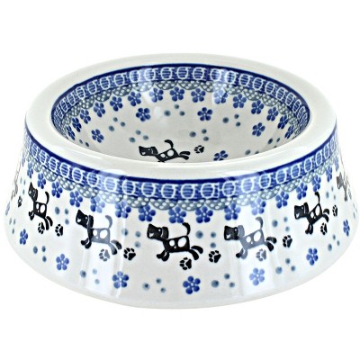 Blue Rose Polish Pottery Dog Bowl