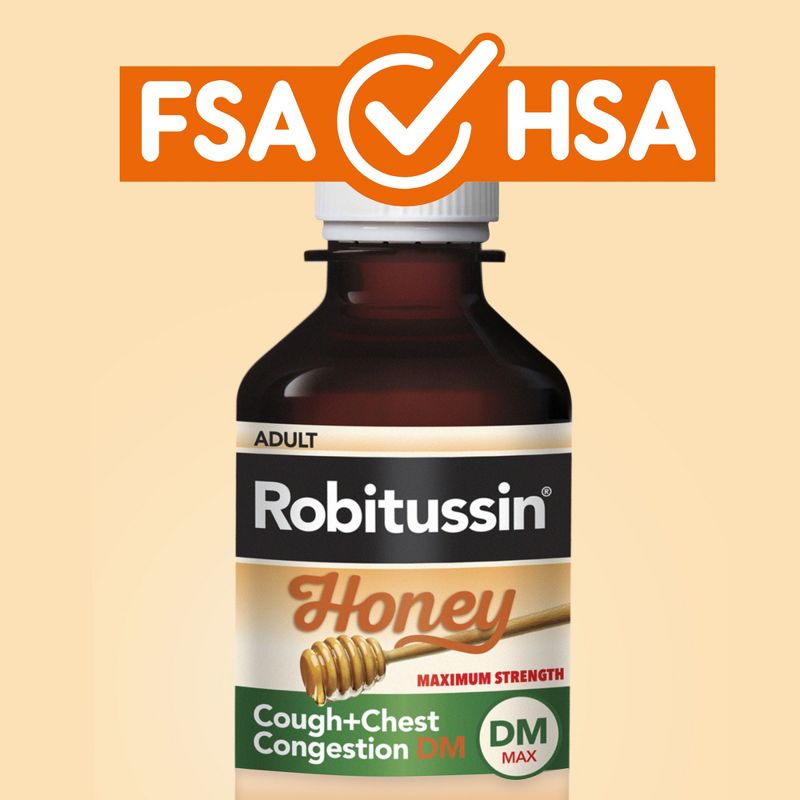 Robitussin Cough + Chest Congestion DM MAX Relief Liquid - Dextromethorphan - Honey - 8 fl oz, 6 of 14