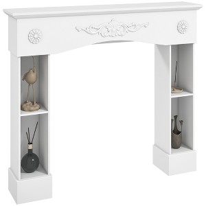 HOMCOM Baroque Fireplace Mantel, Freestanding Fireplace Surround for Electric Fireplaces, with Leg, 45.3" W x 39.4" H, White - 1 of 4