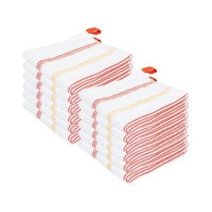 Sloppy Chef Premier Dishcloth (12 Pack), 100% Ringspun Cotton, 13x13, Looped, Classic Stripes - 1 of 4