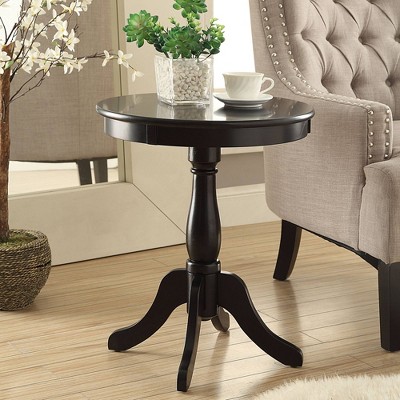 Alger 18" Wide Black Round Pedestal Wood Side Table