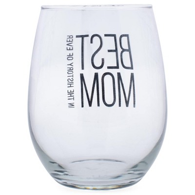 Elanze Designs Best Mom in History of Ever 14 Ounce Black Stemless Wine Glass Tumbler