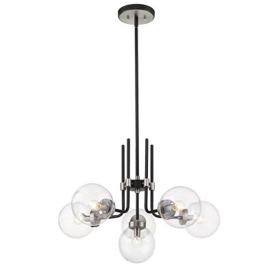 Z-Lite Parsons 6 - Light Chandelier in  Matte Black/Brushed Nickel
