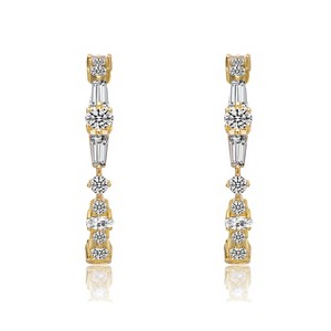 Guili Stunning Sterling Silver C-Hoop Earrings with Clear Cubic Zirconia – Sleek, Sparkling, and Versatile Design in White or Gold - 1 of 3