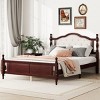 Queen Size Bed with Upholstered Headboard and Panel Footboard, Vintage Pine Wood Platform Bed with Central Support-Baofuwish - 2 of 4