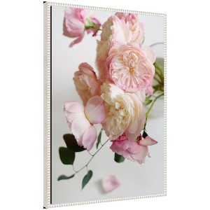 Kate & Laurel All Things Decor 23"x33" Sylvie Soft Pink Flower Bouquet Framed Canvas by Kristy Campbell Beaded White - 1 of 4