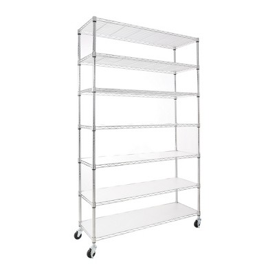 Dolonm Wire Shelving Unit, 6000 LBS NSF Height Adjustable Metal Garage Storage Shelves with Wheels,Metal Shelves